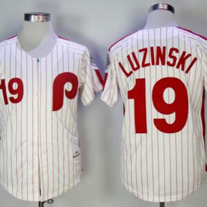 MLB Phillies 19 Greg Luzinski White 1983 Mitchell & Ness Throwback Men Jersey