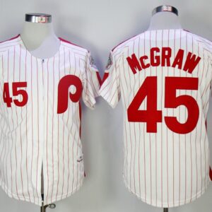 MLB Phillies 45 Tug McGraw White 1983 Mitchell & Ness Throwback Men Jersey