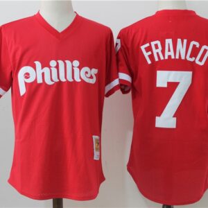 MLB Phillies 7 Maikel Franco Red Mitchell and Ness Throwback Men Jersey