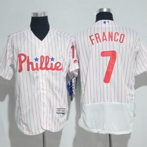MLB Phillies 7 Maikel Franco White(Red Strip) Flexbase Men Jersey