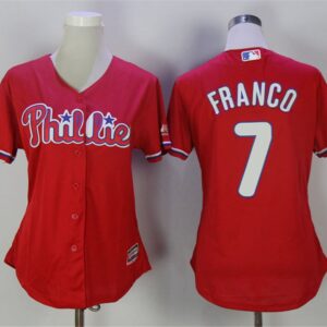 MLB Phillies 7 Maikel Franco Red Cool Base Women Jersey
