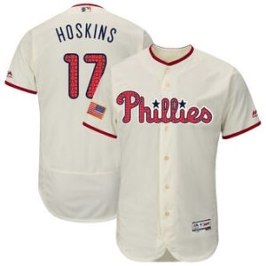 MLB Phillies 17 Rhys Hoskins Cream 2018 Stars & Stripes Flex Base Men Jersey