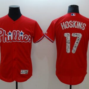 MLB  Phillies 17 Rhys Hoskins 2018 Spring Training Flex Base Men Jersey