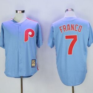 MLB Phillies 7 Maikel Franco Light Blue Cooperstown Men Jersey