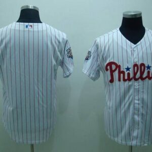 MLB Phillies Blank White Red Strip Men Jersey