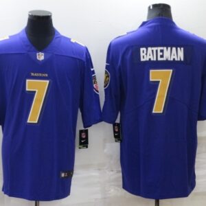Nike Ravens 7 Rashod Bateman Purple Color Rush Limited Men Jersey