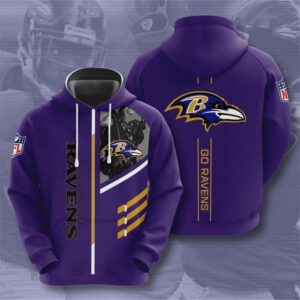 Baltimore Ravens 3D Purple Hoodie Sweatshirt