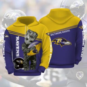 Baltimore Ravens Punisher Skull Tree Football 3D Hoodie