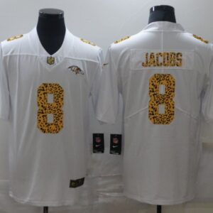 Nike Ravens 8 Lamar Jackson White Leopard Vapor Limited Men Jersey