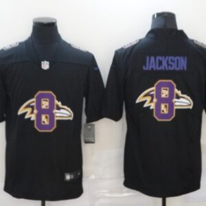 Nike Ravens 8 Lamar Jackson Black Shadow Logo Limited Men Jersey