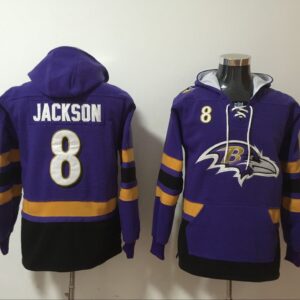 Nike Ravens 8 Lamar Jackson Purple Hoodie Sweatshirt