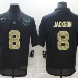 Nike Ravens 8 Lamar Jackson 2020 Black Camo Salute To Service Limited Men Jersey