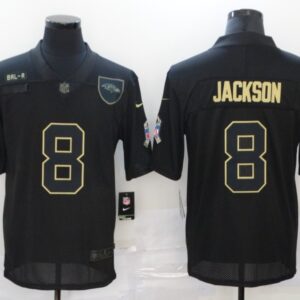 Nike Ravens 8 Lamar Jackson 2020 Black Salute To Service Limited Men Jersey