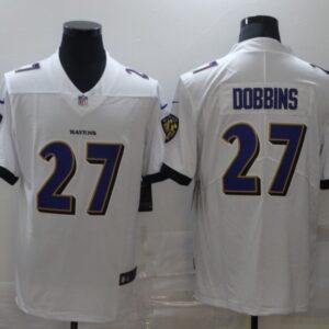 Nike Ravens 27 J.K. Dobbins White Vapor Untouchable Limited Men Jersey