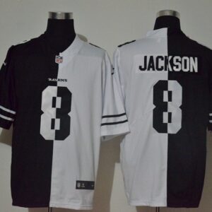 Nike Ravens 8 Lamar Jackson Black And White Split Vapor Limited Men Jersey