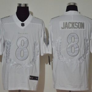 Nike Ravens 8 Lamar Jackson White Vapor Untouchable Limited Men Jersey