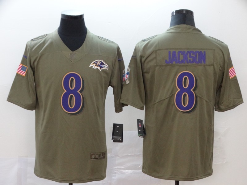 Nike Ravens 8 Lamar Jackson 2017 Limited Salute To Service Limited Men Jersey