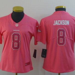 Nike Ravens 8 LaMar Jackson Pink  Fashion Limited Women Jersey