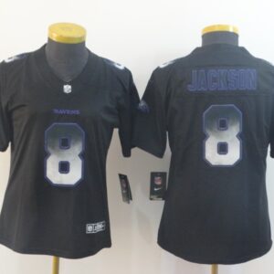 Nike Ravens 8 Lamar Jackson Smoke  Vapor Untouchable Limited Women Jersey