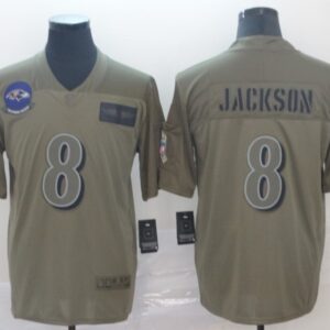 Nike Ravens 8 Lamar Jackson 2019 Olive Salute To Service Limited Men Jersey