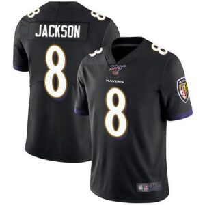 Baltimore Ravens 100th 8 Lamar Jackson Black Vapor Untouchable Limited  Men Jersey