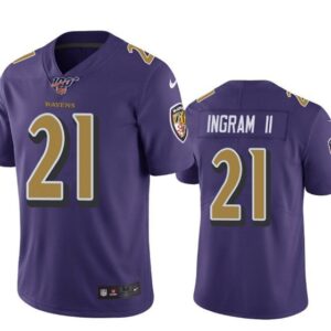 Baltimore Ravens 100th 21 Mark Ingram Color Rush Purple  Men Jersey