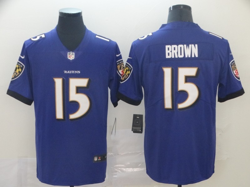 Nike Ravens 15 Marquise Brown Purple Vapor Untouchable Limited Men Jersey