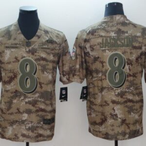 Nike Ravens 8 Lamar Jackson 2018 Camo Salute to Service Limited Men Jersey