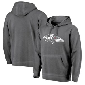 Baltimore Ravens Pro Line Black White Logo Shadow Washed Pullover Men Hoodie