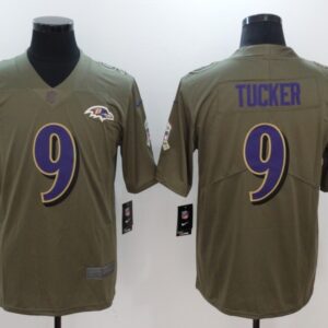 Nike Ravens 9 Justin Tucker Olive 2017 Salute To Service Limited Men Jersey