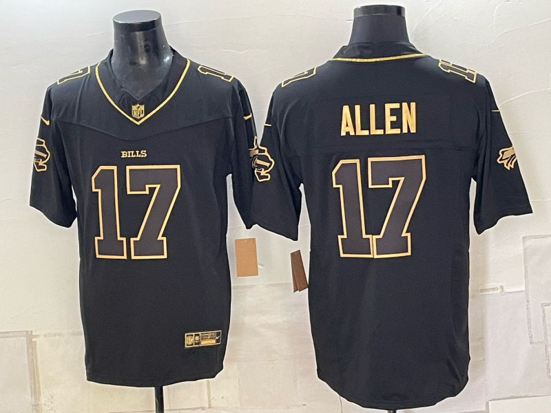 Buffalo Bills 17 Josh Allen Black Gold F.U.S.E. Vapor Limited Men Jersey