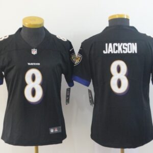 Nike Ravens 8 LaMar Jackson Black Vapor Untouchable Limited  Women Jersey