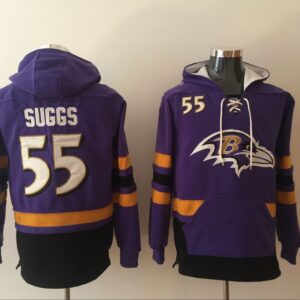 Nike Baltimore Ravens 55  Terrell Suggs Purple All Stitched Hooded Men Sweatshirt