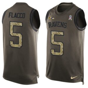 Nike Ravens 5 Joe Flacco Olive Green Salute To Service Tank Top