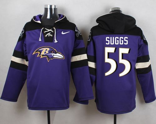 Ravens 55 Terrell Suggs Purple Player Pullover Sweatshirt Hoodie