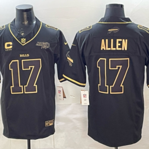 Buffalo Bills 17 Josh Allen Black Gold F.U.S.E. Vapor Limited Men Jersey with Patch