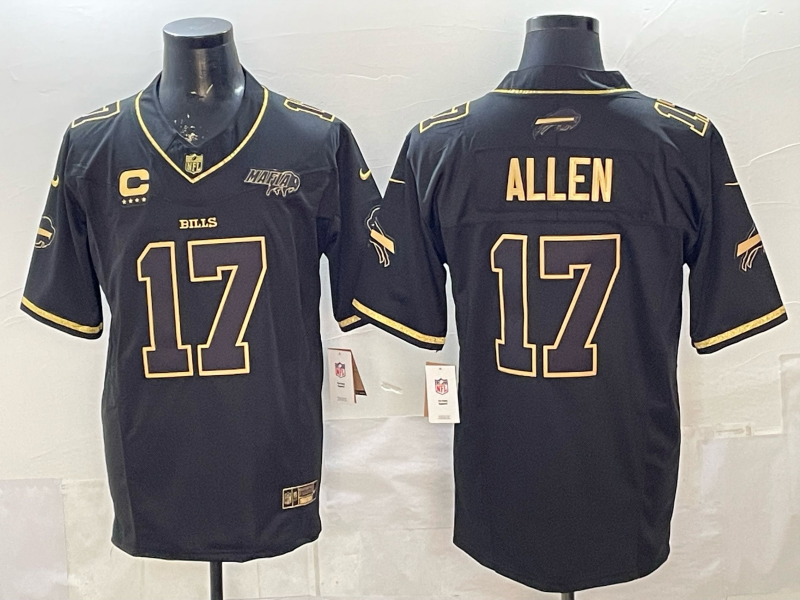 Buffalo Bills 17 Josh Allen Black Gold F.U.S.E. Vapor Limited Men Jersey with Patch