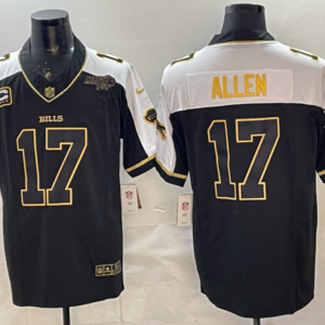 Buffalo Bills  17 Allen Black Gold F.U.S.E. Vapor Limited Men Jersey with Patch