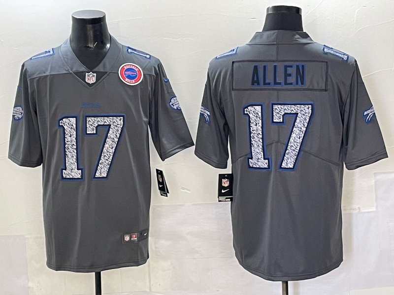 Nike Bills 17 Josh Allen Grey Vapor Limited Men Jersey