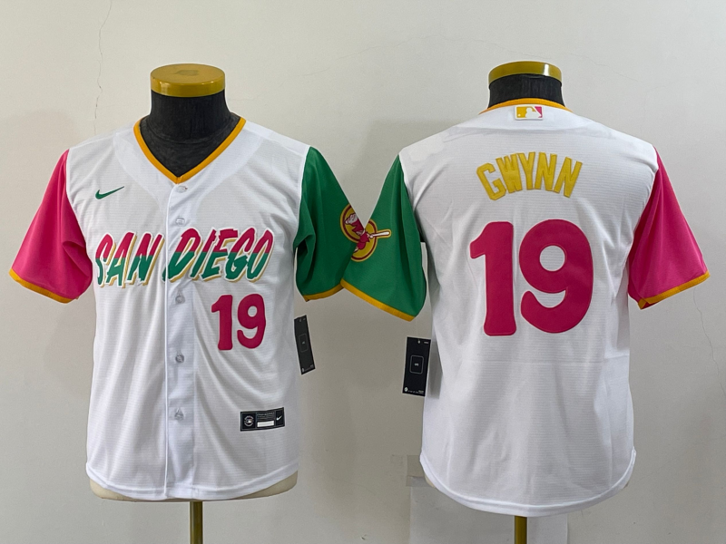 MLB Padres 19 Tony Gwynn White 2021 City Connect Nike Cool Base Youth Jersey