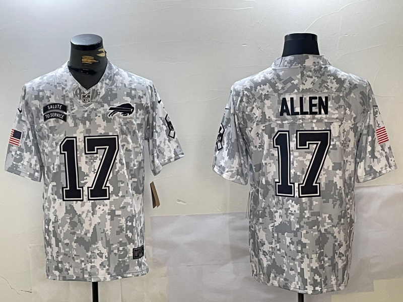 Nike Bills 17 Josh Allen Arctic Camo 2024 F.U.S.E. Salute to Service Limited Men Jersey (Runs Small)