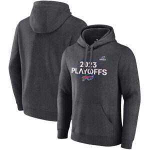 Bills Heather Charcoal 2023 Playoffs Fleece Pullover Hoodie