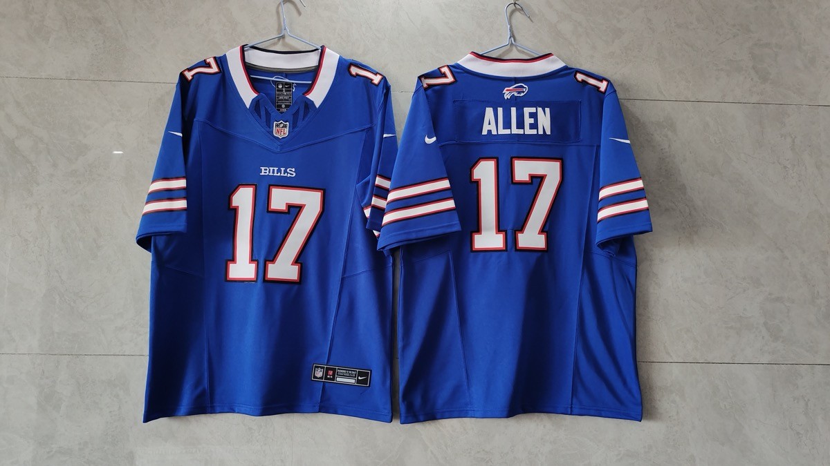 Nike Bills 17 Josh Allen Blue 2023 F.U.S.E Vapor Limited Men Jersey
