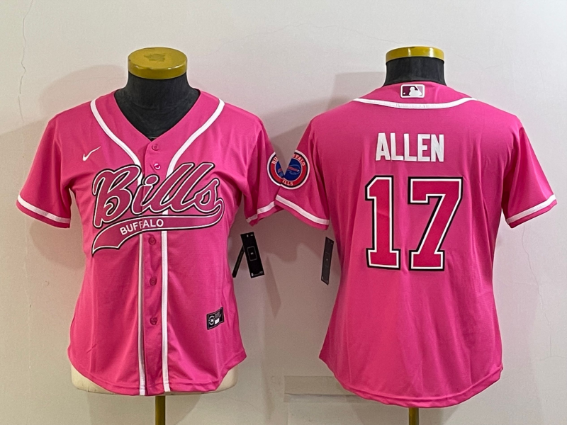 Nike Bills 17 Josh Allen Pink Vapor Baseball Limited Women Jersey