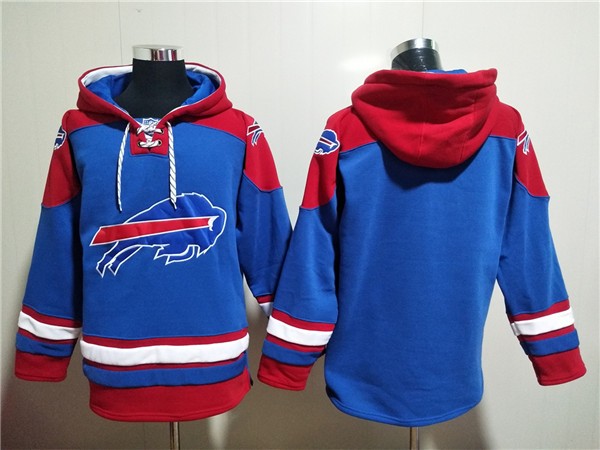 Bills Blank Red Blue Ageless Must Have Lace Up Pullover Hoodie