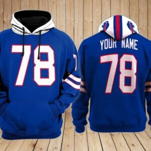 Buffalo Bills 78 Customized Blue Performance Pullover Hoodie