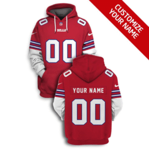Bills Customized Red 2021 Stitched New Hoodie