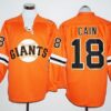 MLB Giants 18 Matt Cain Orange Long Sleeve Men Jersey