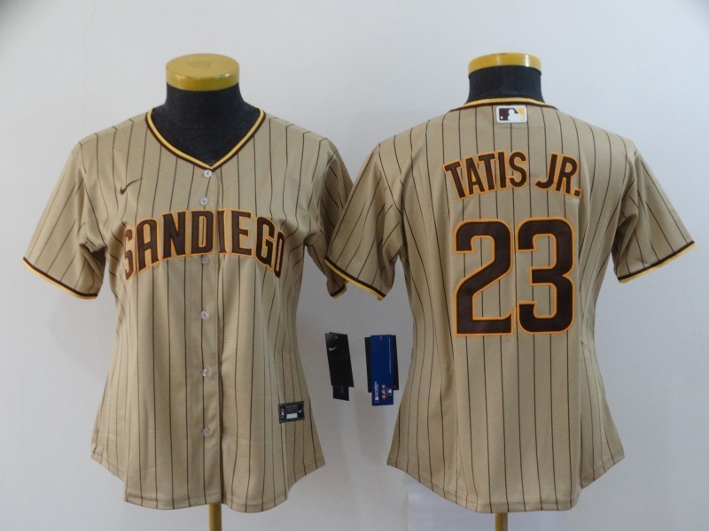 MLB Padres 23 Fernando Tatis Jr. Grey 2020 Nike Cool Base Women Jersey(Run Small)