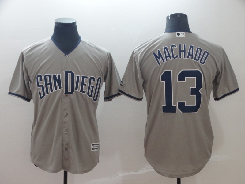 MLB Padres 13 Manny Machado Gray Cool Base Men Jersey